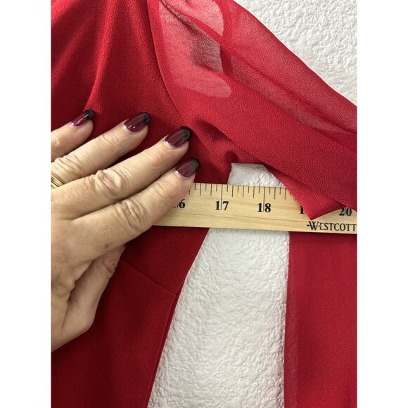 Fashion Nova Red Cold Shoulder Wide Leg Jumpsuit Belted Falling For Your Charm M - Picture 8 of 16